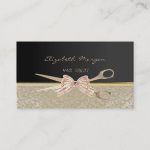 Elegant Stylisch Chic,Damask,Schwarz,Schere Visitenkarte