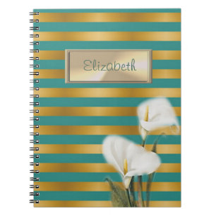 Elegant Stylisch,Gestreift,Calla Lilie,Personalisi Notizblock
