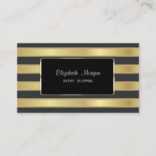 Elegant Stylisch, Gold gestreift, schwarzer Rahmen Visitenkarte