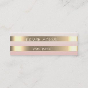 Elegant Stylisch Modern Faux-Gold-Gestreift, Rosa Mini Visitenkarte