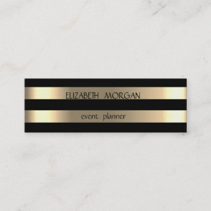 Elegant Stylisch Modern Gold Gestreift, Schwarz Mini Visitenkarte