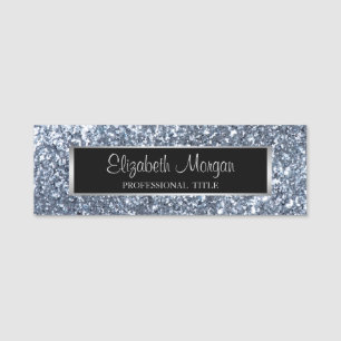 Elegant Stylisch Modern, Rahmen, Silber Glitter Bo Namensschild