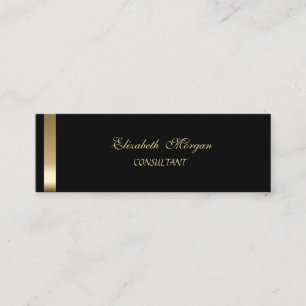 Elegant Stylisch Schwarz-Gold Gestreift Mini Visitenkarte