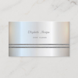 Elegant Stylisch, Silber Glitzernd Gestreift Visitenkarte