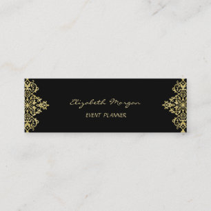 Elegant Stylisch Vintage, Schwarz, Gold Spitze Mini Visitenkarte