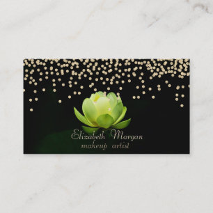 Elegant Stylish Black Diamonds Green Lotus Visitenkarte