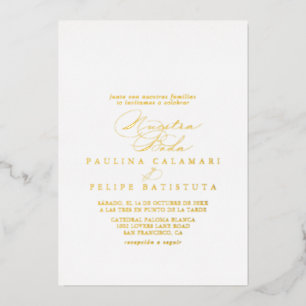 Elegant Stylish Calligraphy Nuestra Boda Gold  Folieneinladung