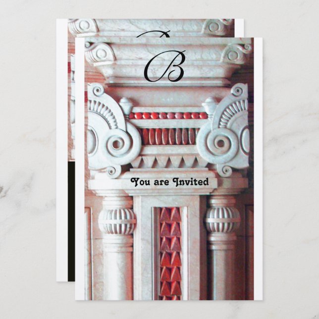 ELEGANT STYLISH DECOR Rotes weißes schwarzes Silbe Einladung (Vorne/Hinten)