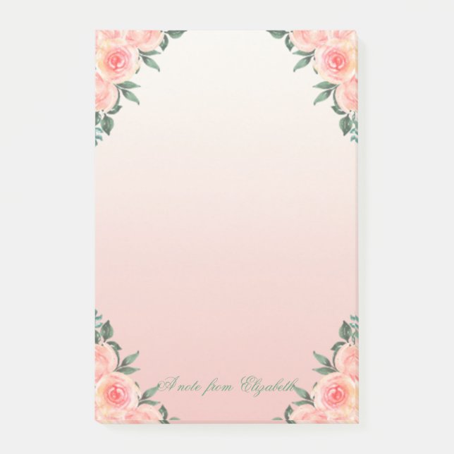 Elegant Stylish Girly , Rose floral Post-it Klebezettel (Vorderseite)