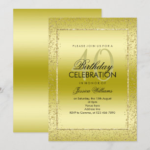 Elegant Stylish Gold Confetti 40. Geburtstag Einladung