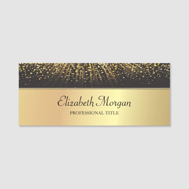 Elegant Stylish Gold Confetti Namensschild (Vorderseite)