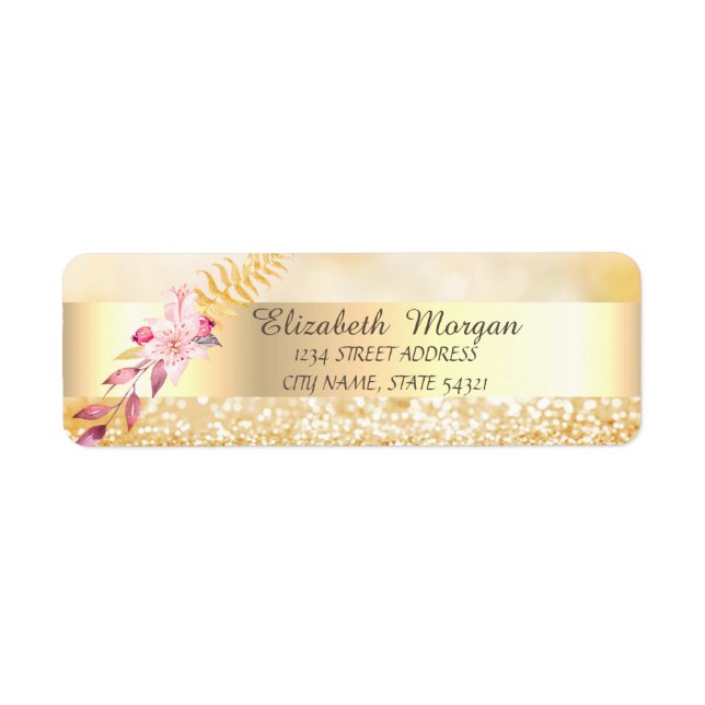 Elegant stylish,Gold Glitzer Bokeh,Blume-Adresse (Vorne)