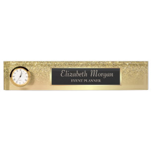 Elegant Stylish Gold Glitzer Bokeh Ombre Namensplakette