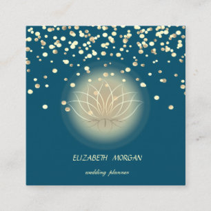 Elegant Stylish Lotus, Confetti Green Quadratische Visitenkarte