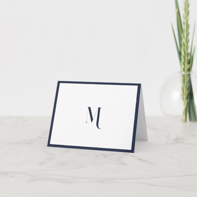 Elegant stylish Navy Blue Monogram Initial Border (Vorderseite)