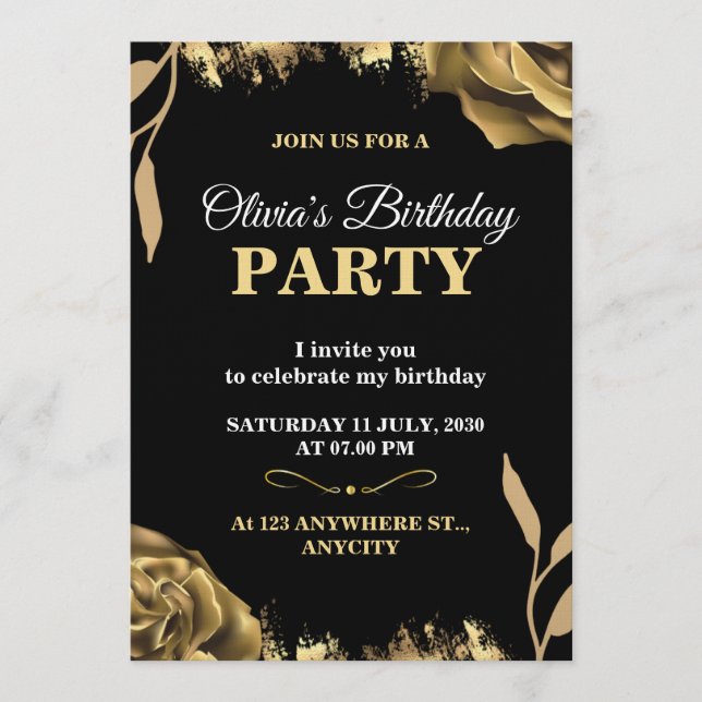 Elegant & Stylish Party Card – CUSTOMIZABLE CARD.  Einladung (Vorderseite)