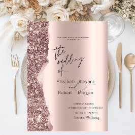 Elegant Stylish Rose Gold Glitter Script Einladung