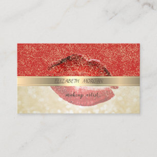Elegant stylish,rot,Gold Confetti,Lips,Bokeh Visitenkarte