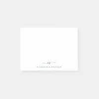 Elegant Stylish Script Navy Blue Monogram Office