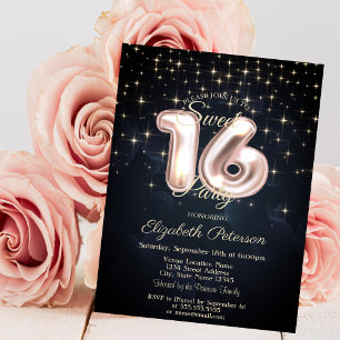 Elegant Stylish Stars Sweet 16 Einladung