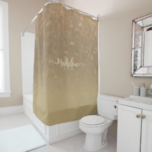 Elegant Stylish Trendy Gold Ombre Glitzer Monogram Duschvorhang