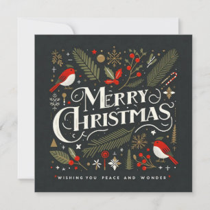 Elegant Stylized Robins Frohe Weihnachten