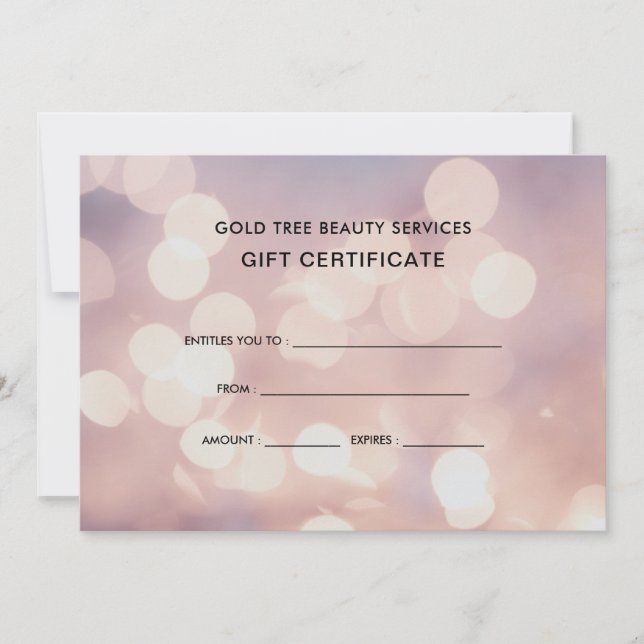 Elegant Subtle Pink Bokeh | Geschenkgutschein (Vorderseite)