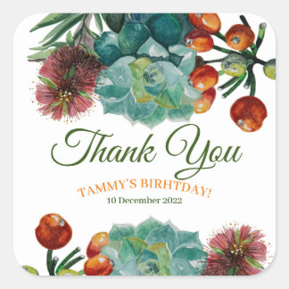 Elegant Succulent Danke Square Sticker
