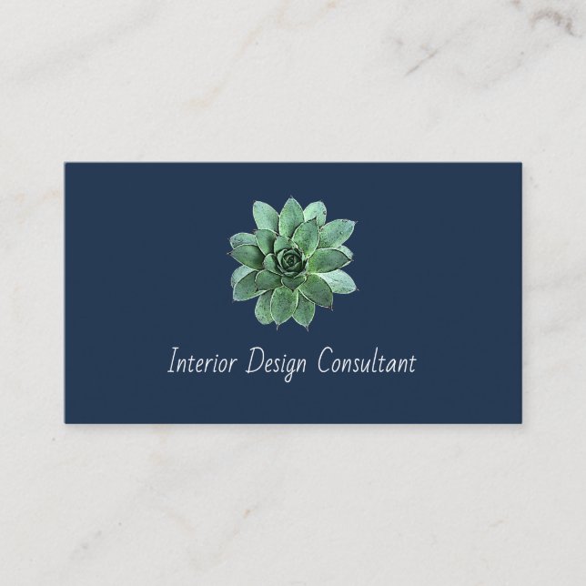 Elegant Succulent Modern Botanical QR code Visitenkarte (Vorderseite)