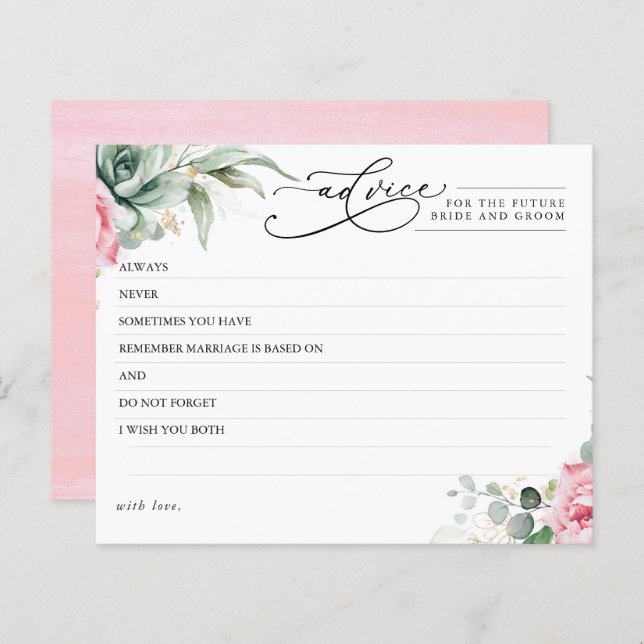 Elegant Succulents Greenery Pink Advice Card (Vorne/Hinten)