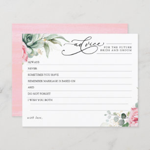 Elegant Succulents Greenery Pink Advice Card
