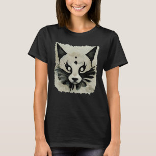 Elegant Sumi E Ink Lynx Cat Asiatische Ästhetik T-Shirt