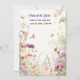 Elegant Summer Meadow Wildflowers Bridal Shower Einladung