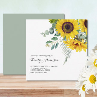 Elegant Sunflower BIrthday Party Einladung