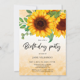 Elegant Sunflower Birthday Party Invitation Einladung