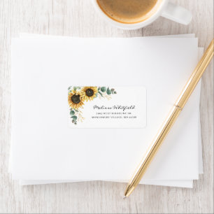 Elegant Sunflower Eucalyptus Floral Adresse Adressaufkleber