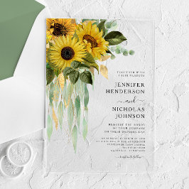 Elegant Sunflower Eucalyptus Wedding Acryleinladungen
