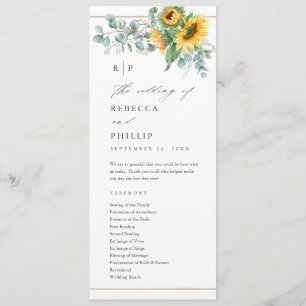 Elegant Sunflower Eucalyptus Wedding Programm