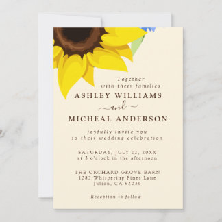 Elegant Sunflower Wedding Invitation With Photo Einladung