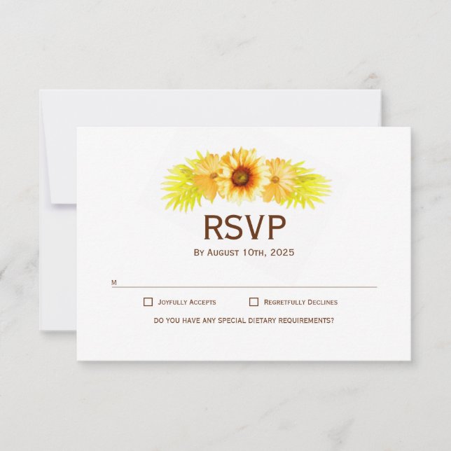 Elegant Sunflower Wedding RSVP (Vorderseite)