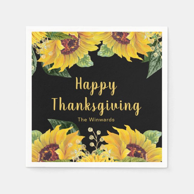 Elegant Sunflowers and Foliage Thanksgiving Party Serviette (Vorderseite)