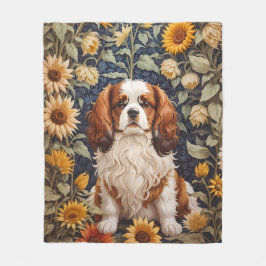 Elegant Sunflowers Cavalier King Charles Spaniel Fleecedecke