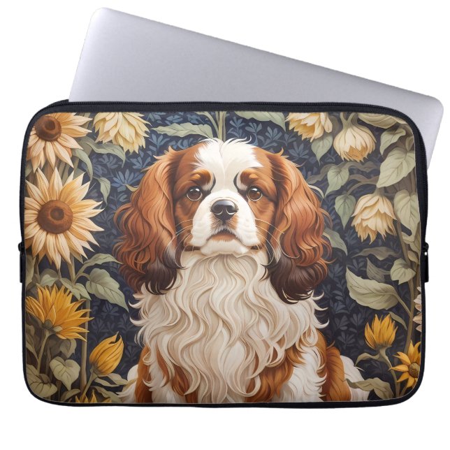 Elegant Sunflowers Cavalier King Charles Spaniel Laptopschutzhülle (Vorderseite)