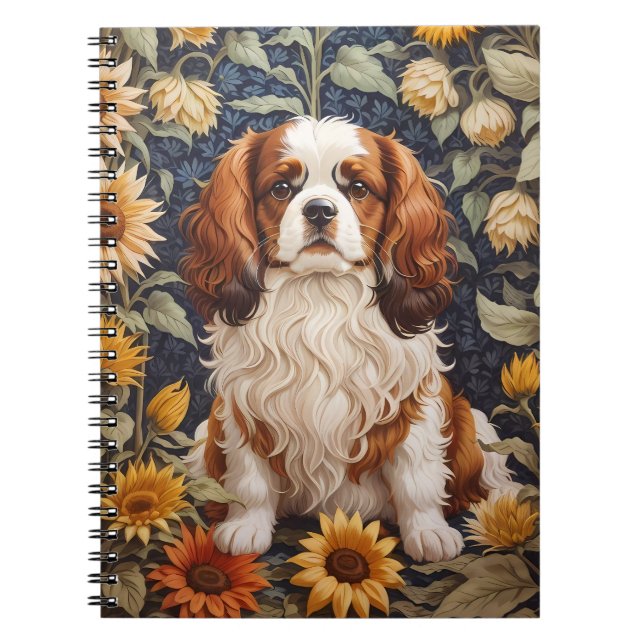 Elegant Sunflowers Cavalier King Charles Spaniel Notizblock (Vorderseite)