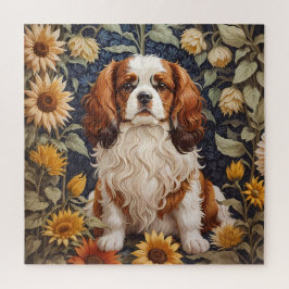 Elegant Sunflowers Cavalier King Charles Spaniel Puzzle