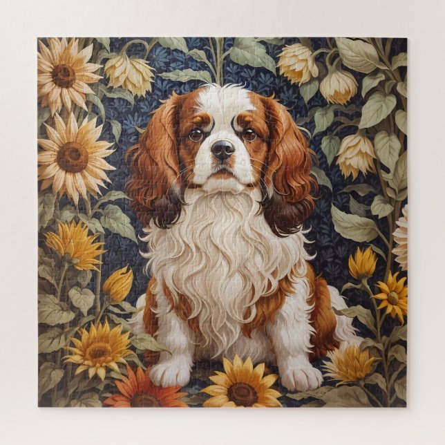 Elegant Sunflowers Cavalier King Charles Spaniel Puzzle (Vertikal)