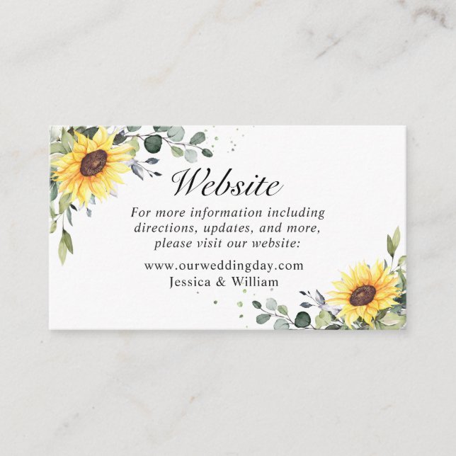 Elegant Sunflowers Eucalyptus Foliage Website Begleitkarte (Vorderseite)