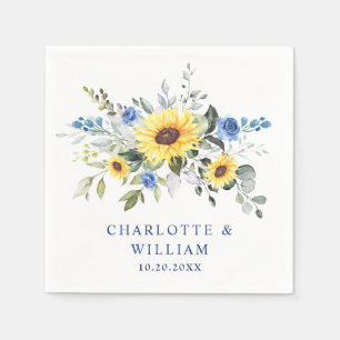 Elegant Sunflowers Eukalyptus Greenerity Wedding Serviette