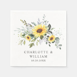 Elegant Sunflowers Eukalyptus Greenerity Wedding Serviette