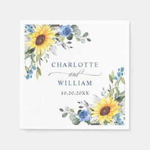 Elegant Sunflowers Eukalyptus Greenerity Wedding Serviette